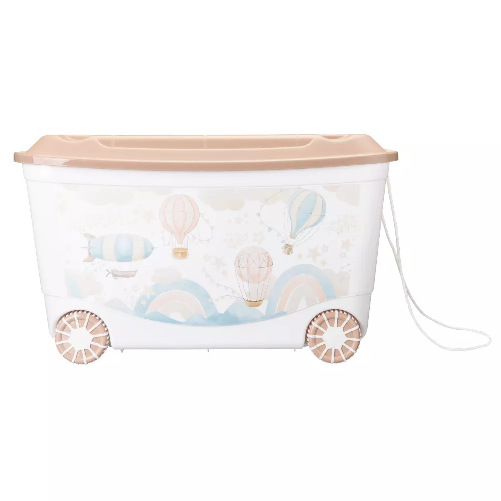 Ящик для игрушек "Воздушные шары" [на колёсах с декором]