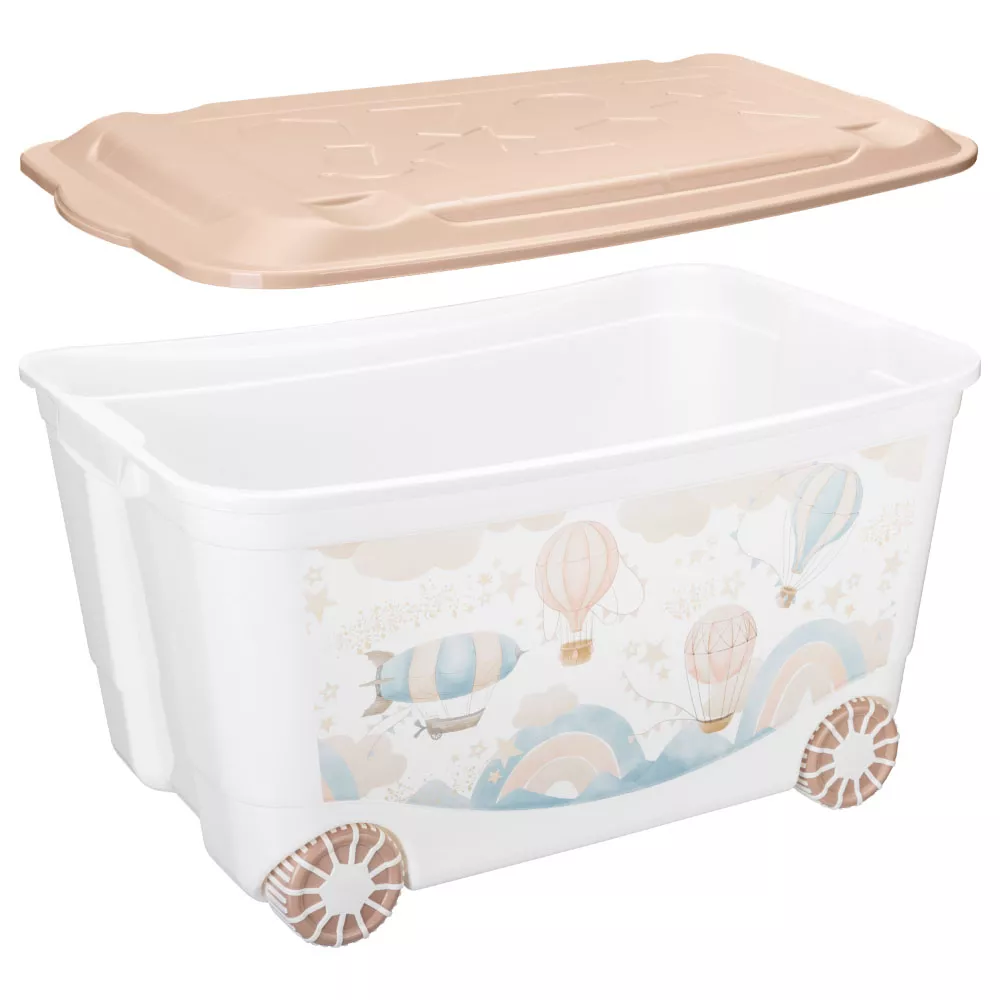 Ящик для игрушек "Воздушные шары" [на колёсах с декором]