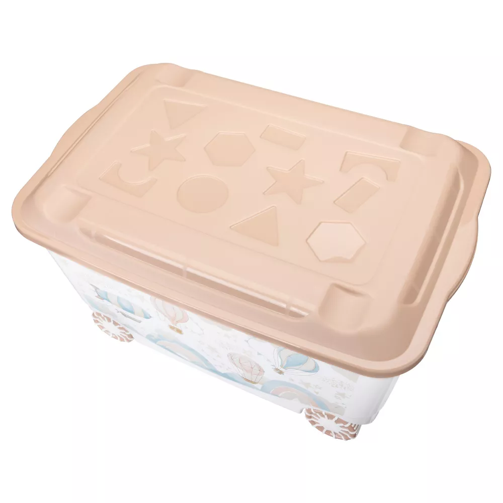 Ящик для игрушек "Воздушные шары" [на колёсах с декором]