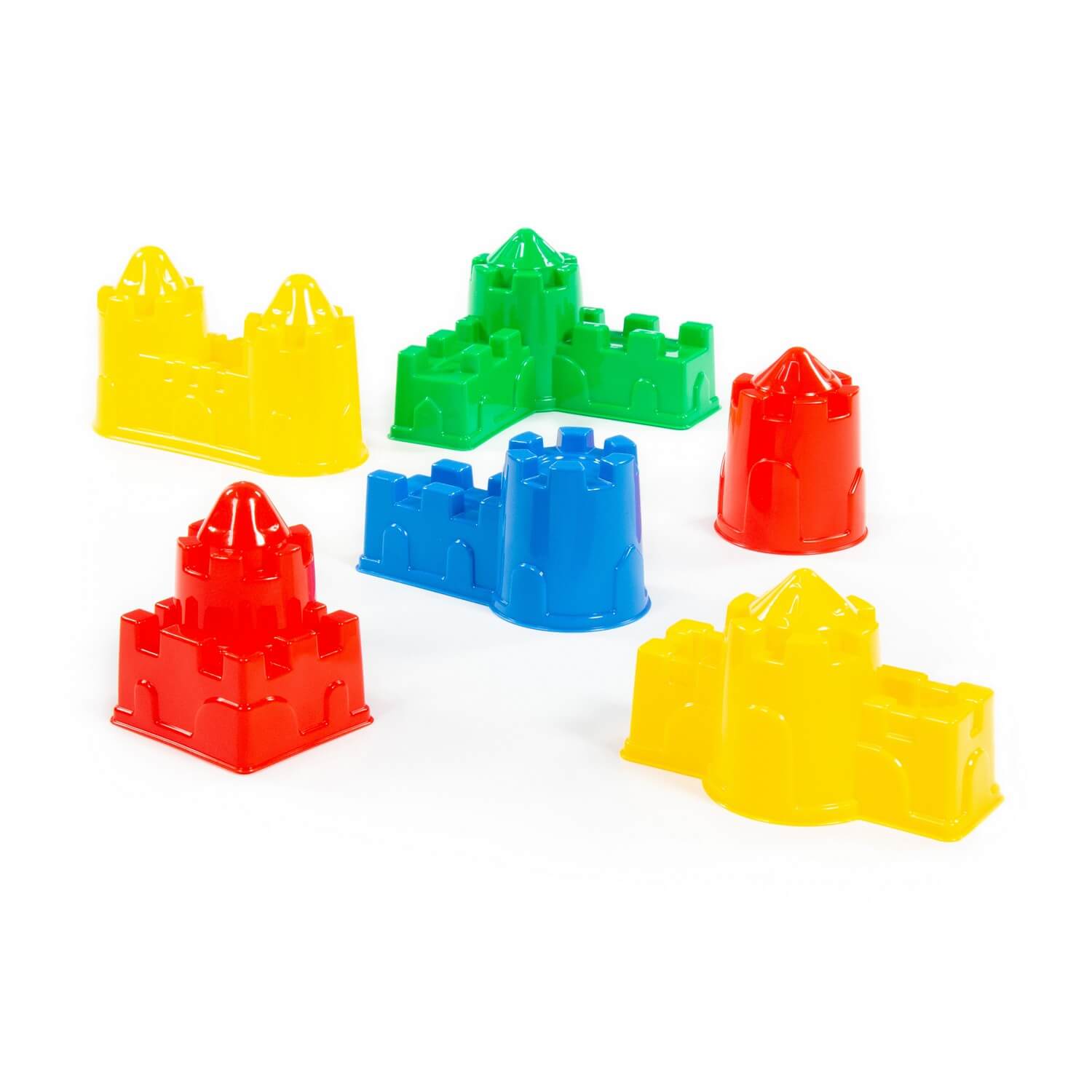 Полесье Набор №543: формочки (замок мост + замок башня + замок стена с одной башней + замок стена с двумя башнями + замок угловой + замок квадратный)