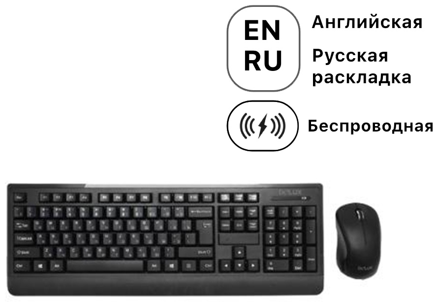 Комплект клавиатура + мышь Delux DLD-6091OGB черный