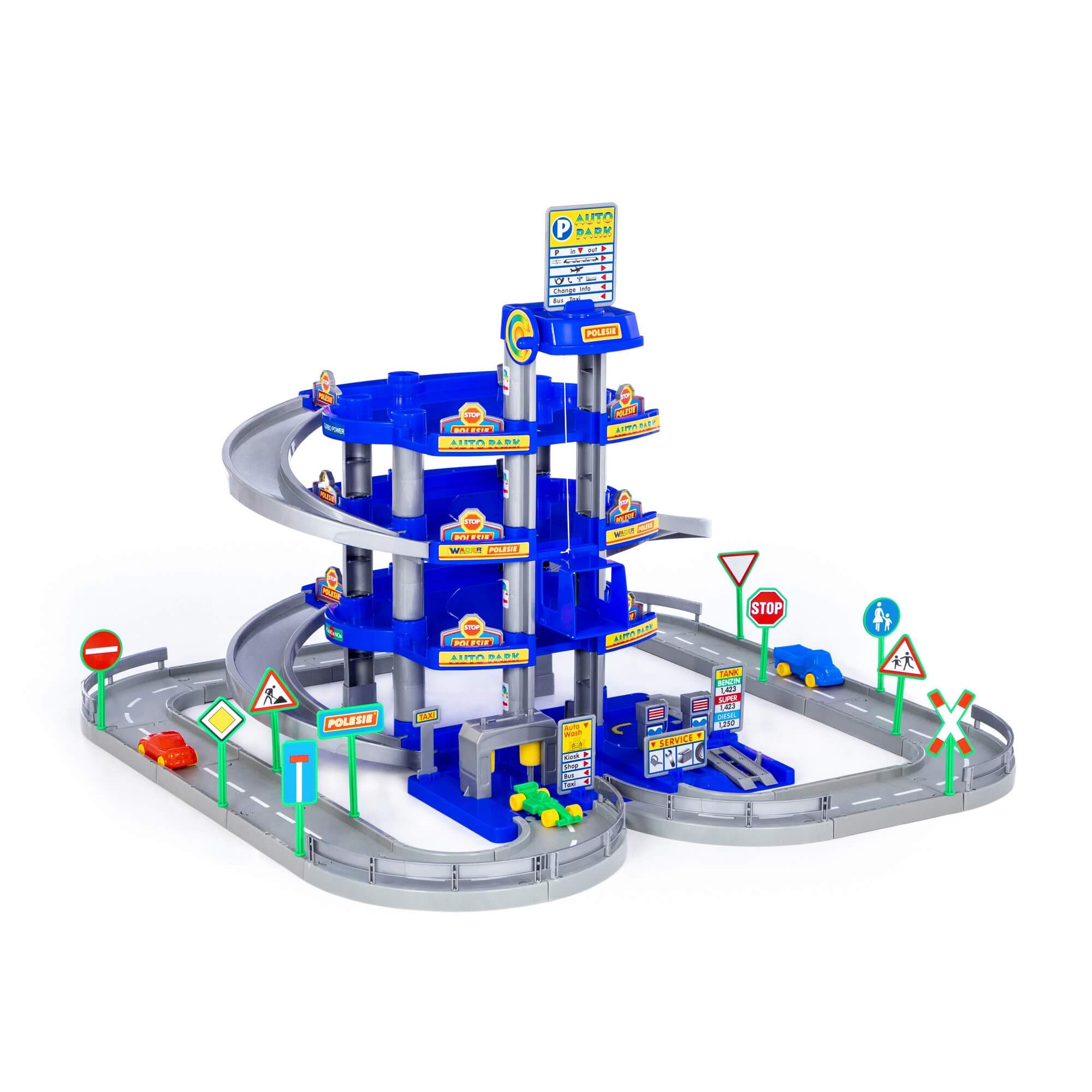 Полесье Паркинг 4-уровневый с дорогой и автомобилями (синий) (в коробке)