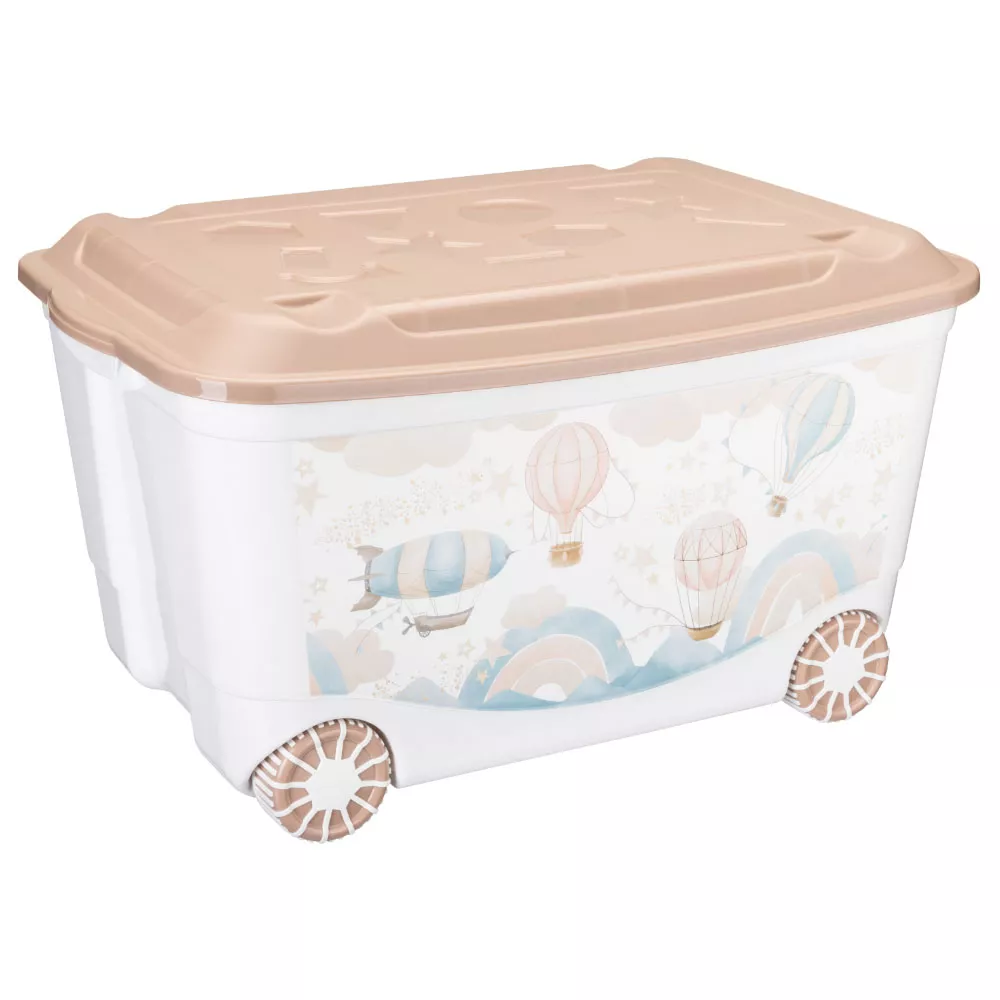 Ящик для игрушек "Воздушные шары" [на колёсах с декором]