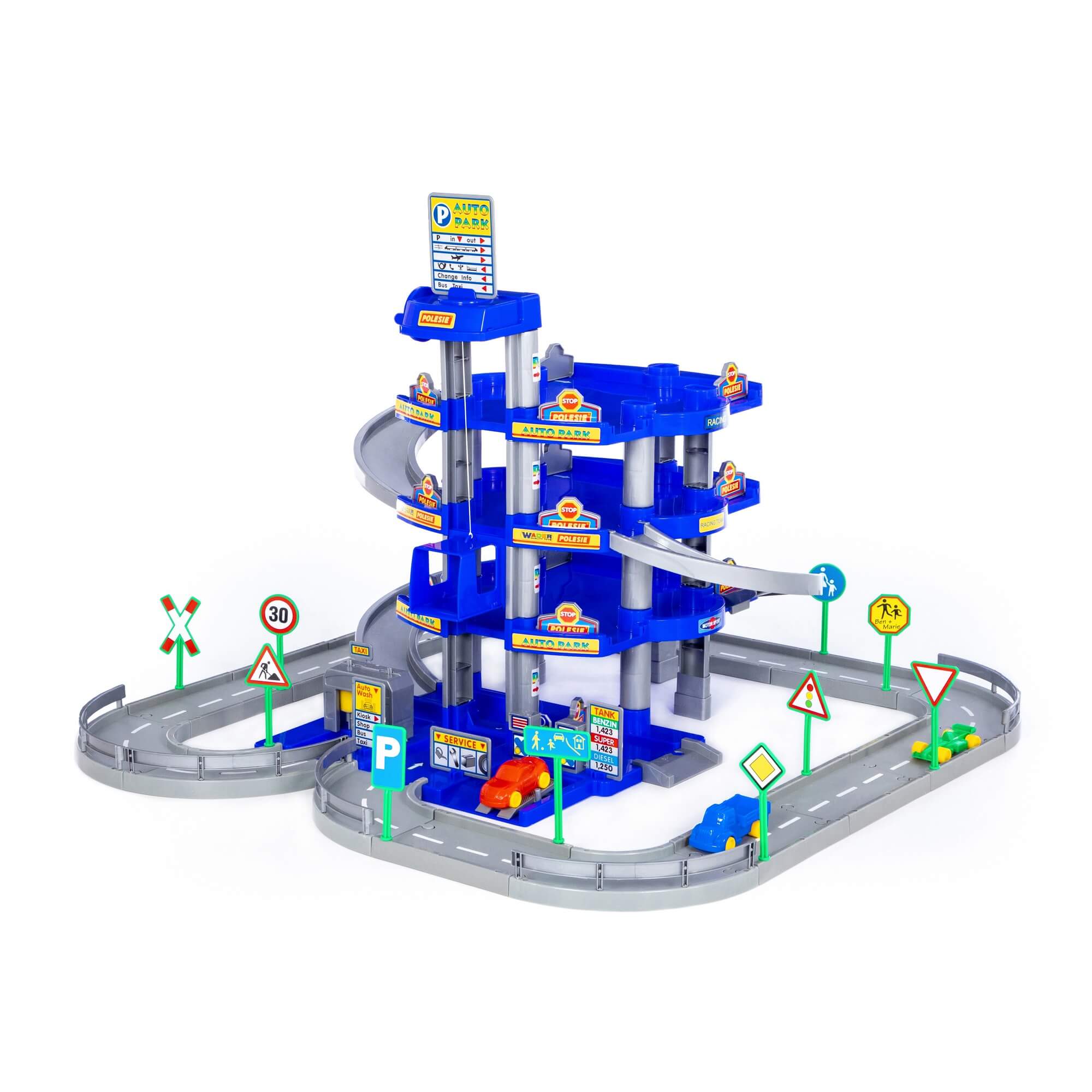 Полесье Паркинг 4-уровневый с дорогой и автомобилями (синий) (в коробке)
