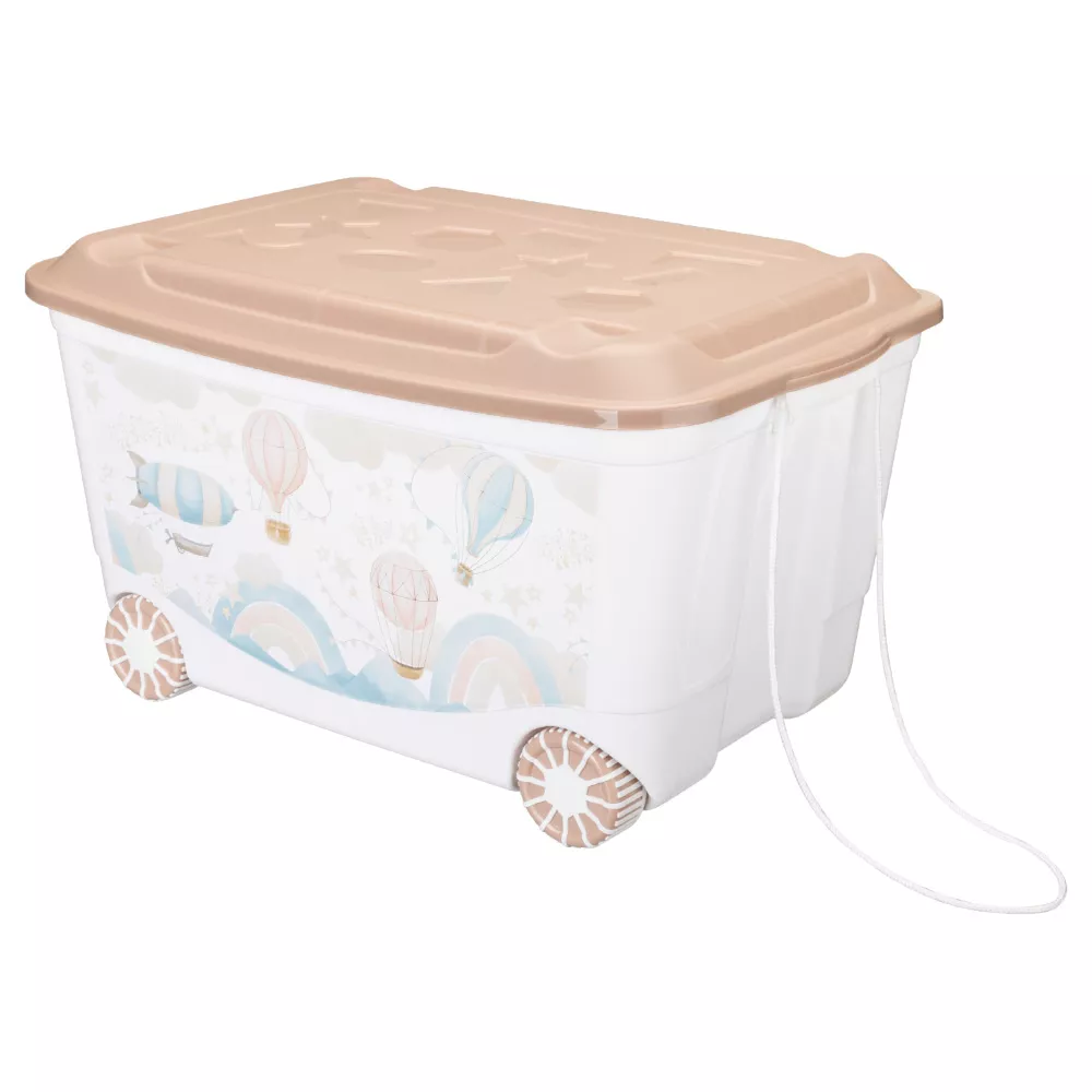 Ящик для игрушек "Воздушные шары" [на колёсах с декором]