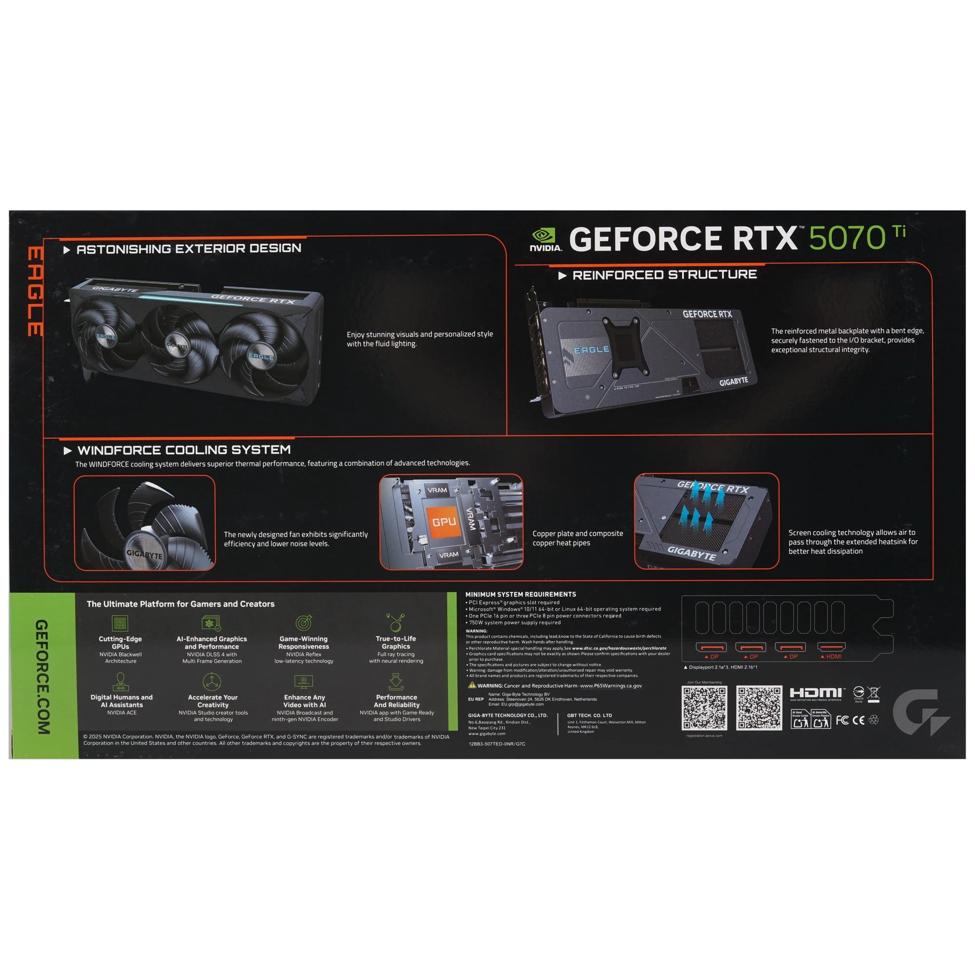 Видеокарта Gigabyte RTX 5070 Ti Eagle OC Edition 16GB (GV-N507TEAGLE OC-16GD)