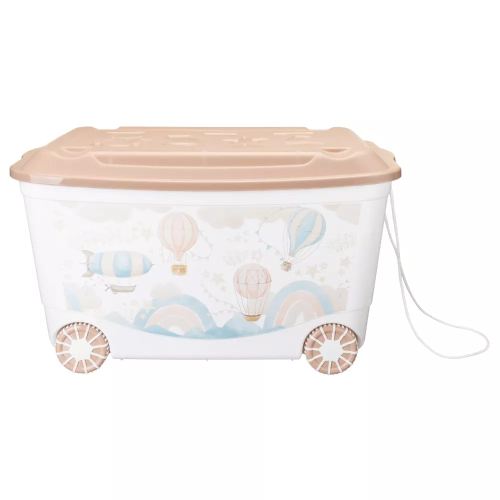 Ящик для игрушек "Воздушные шары" [на колёсах с декором]