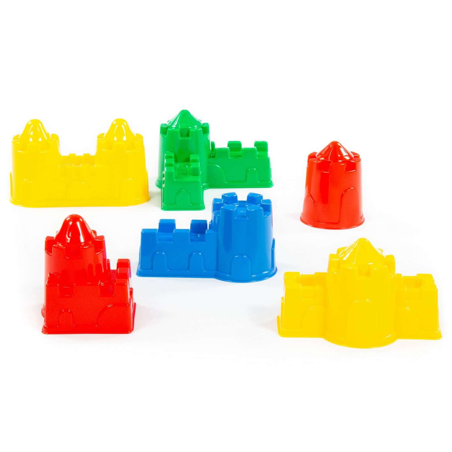 Полесье Набор №543: формочки (замок мост + замок башня + замок стена с одной башней + замок стена с двумя башнями + замок угловой + замок квадратный)