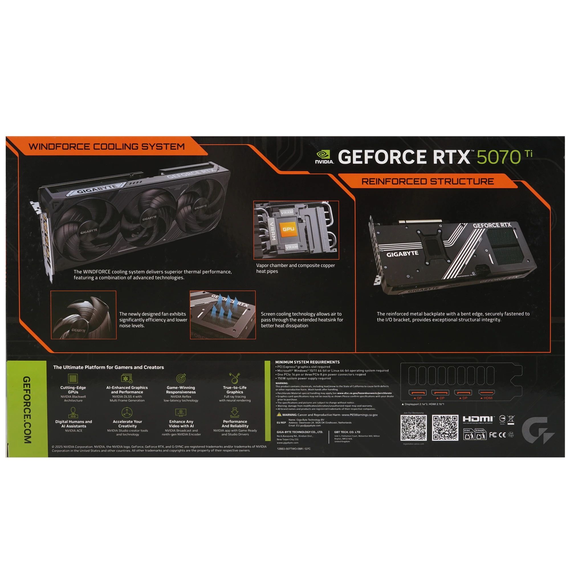 Видеокарта Gigabyte RTX 5070 Ti Windforce OC Edition 16GB (GV-N507TWF3OC-16GD)