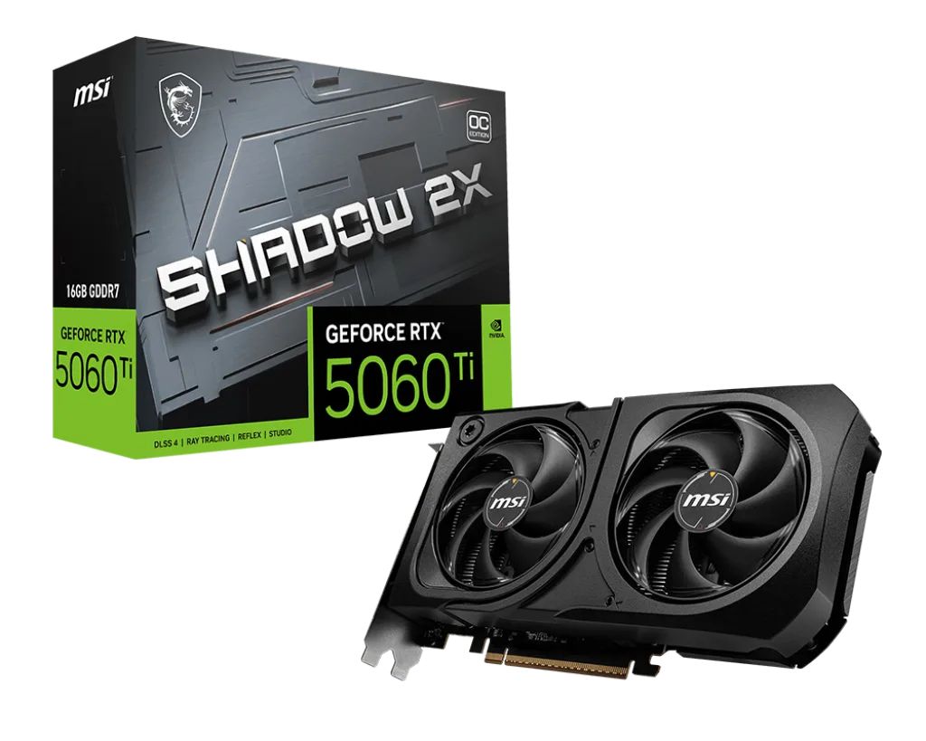 Видеокарта MSI RTX 5060 Ti 16G SHADOW 2X OC PLUS (G506T-16S2CP)